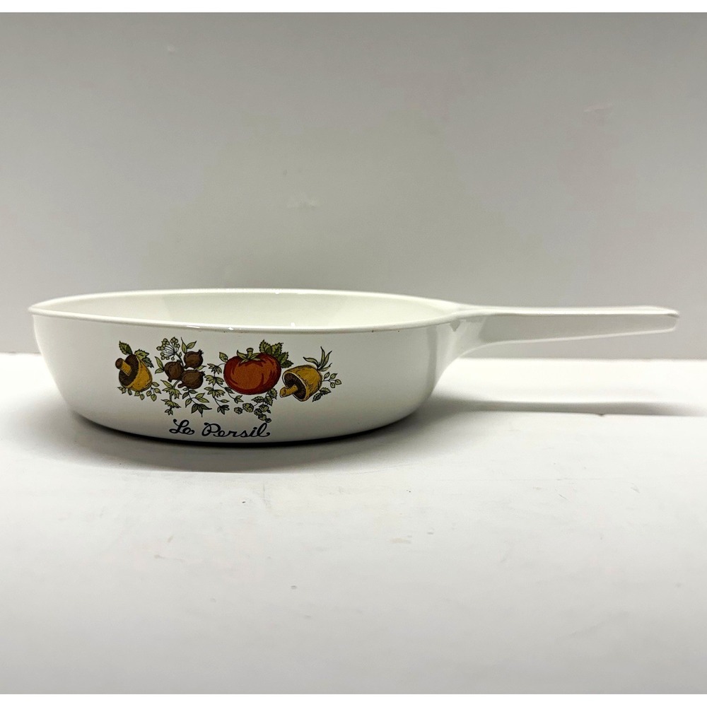 VTG CorningWare Spice of Life "Le Persil" and   Veg Motif P-83-B Skillet 6 1/2"